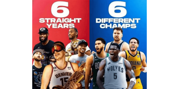 Le championnat NBA appartient à différentes équipes pendant 6 années consécutives Le championnat NBA appartient à différentes équipes pendant 6 années consécutives